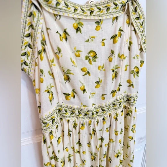 NWOT Max Studio White & Yellow Lemon-Print Sleeveless Midi Dress Size M - Picture 5 of 8